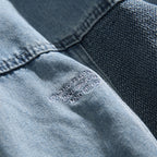 Unisex Oversized Jeans Jacket with Contrasting Woven Panels and Snap Button Closure Fashion Glam