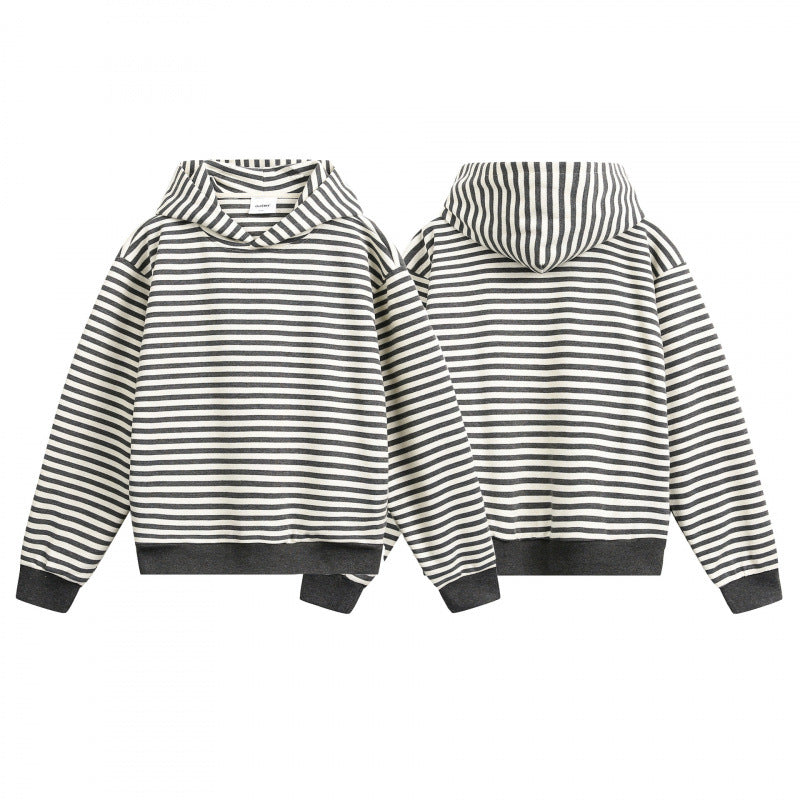 Unisex Striped Oversize Hoodie made of Cotton Blend with Ribbed Cuffs Fashion Glam