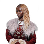 Ladies' shoulder stole made of long-fiber artificial fur with dramatic shaggy collar Fashion Glam