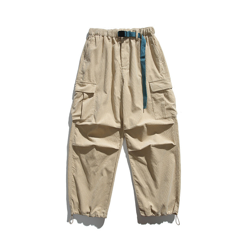 Men's Baggy Cargo Pants with Elastic Waistband, Utility Pockets and Drawstring Closure Fashion Glam