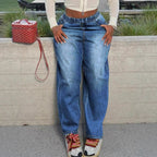 Women's wide Relaxed-Fit jeans with elastic waistband and casual fit Fashion Glam