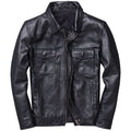 Men's leather jacket in vintage biker style with chest pockets and zipper Fashion Glam