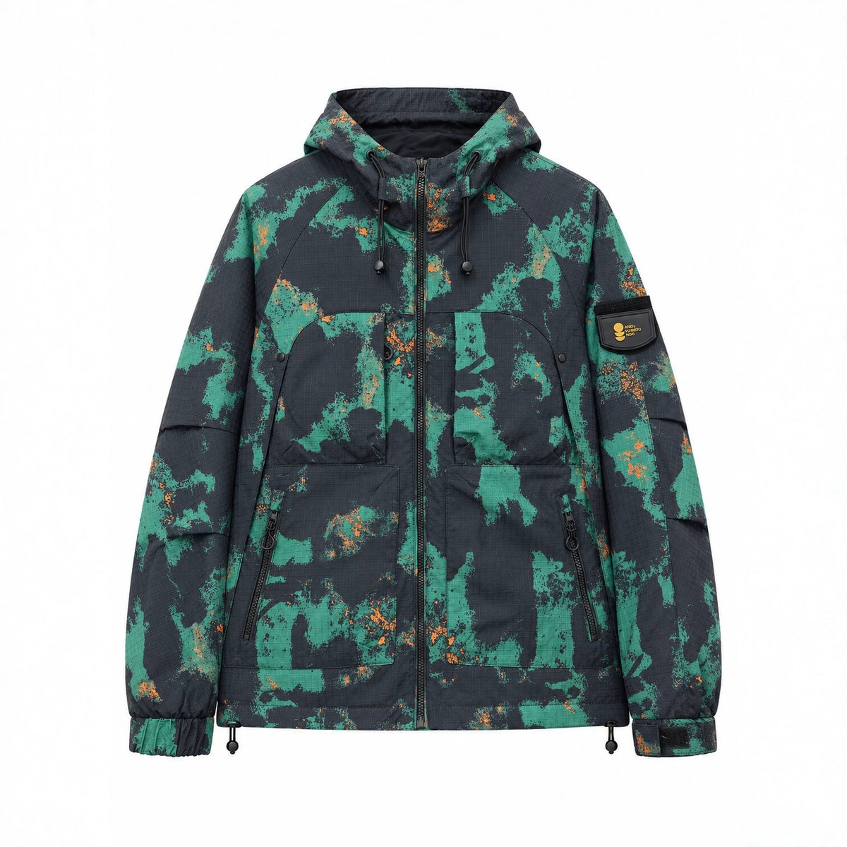 Men's Technical Camouflage Outdoor Jacket with Hood, Ripstop and Multifunctional Pockets Fashion Glam