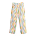 Women's Striped Palazzo Pants with Wide Leg, High Waist and Belt Loops Fashion Glam