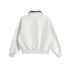 Unisex Oversized Sweatshirt with inset check shirt collar and half zipper Fashion Glam