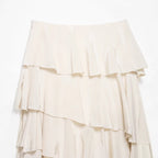 Women's Asymmetrical Tiered Skirt with Ruffles and Flowing Satin Fall Fashion Glam