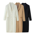 Women’s Longer Wool Blend Coat with Shawl Collar and Tailored Silhouette Fashion Glam