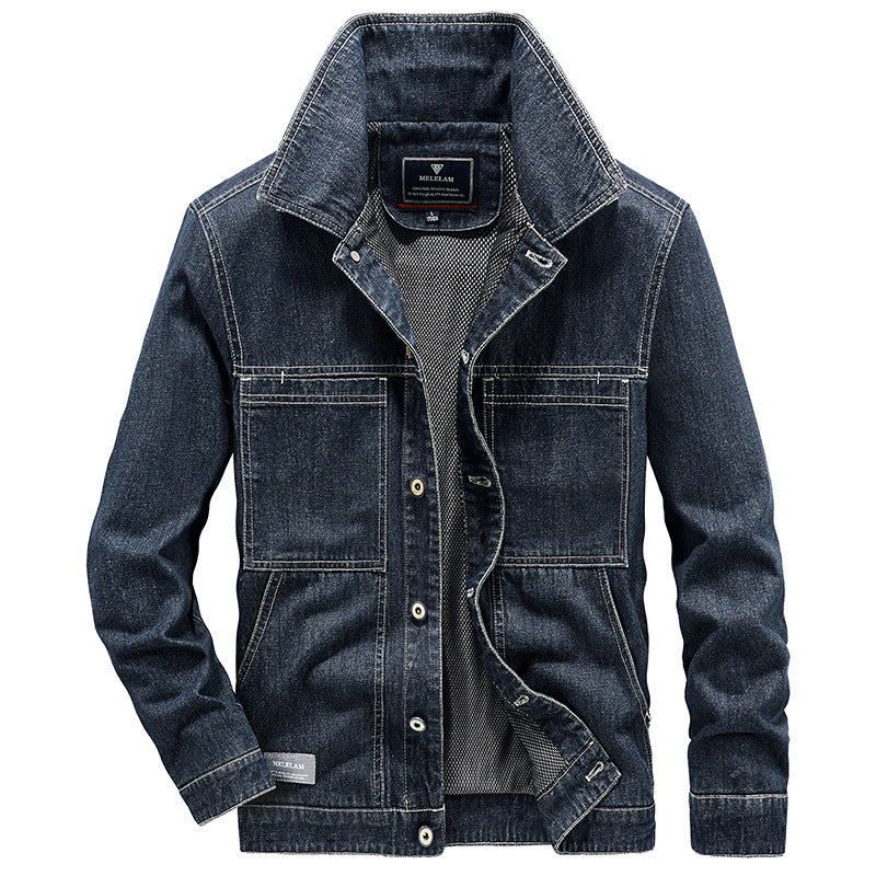 Men's Robust Denim Worker Jacket with Mesh Lining Fashion Glam