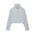 Women's short functional windbreaker with high standing collar and concealed zipper Fashion Glam