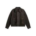 Men's short jacket made of teddy fleece with shirt collar, zipper, and elastic hem Fashion Glam