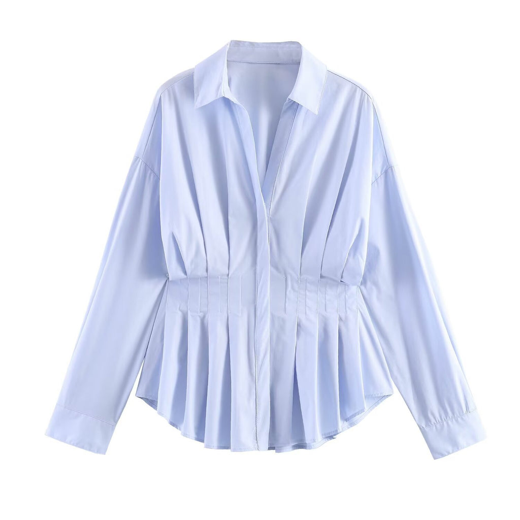 Women's tailored pleated blouse with peplum Fashion Glam