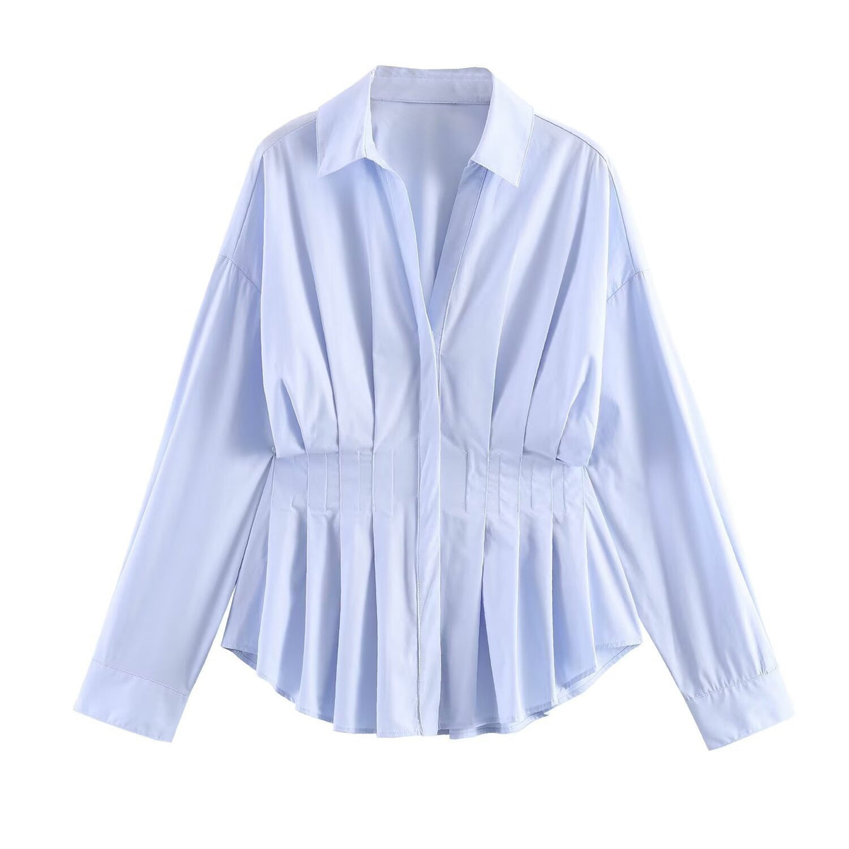 Women's tailored pleated blouse with peplum Fashion Glam