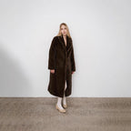 Ladies longer high-pile coat made of faux fur with shawl collar and casual cut Fashion Glam