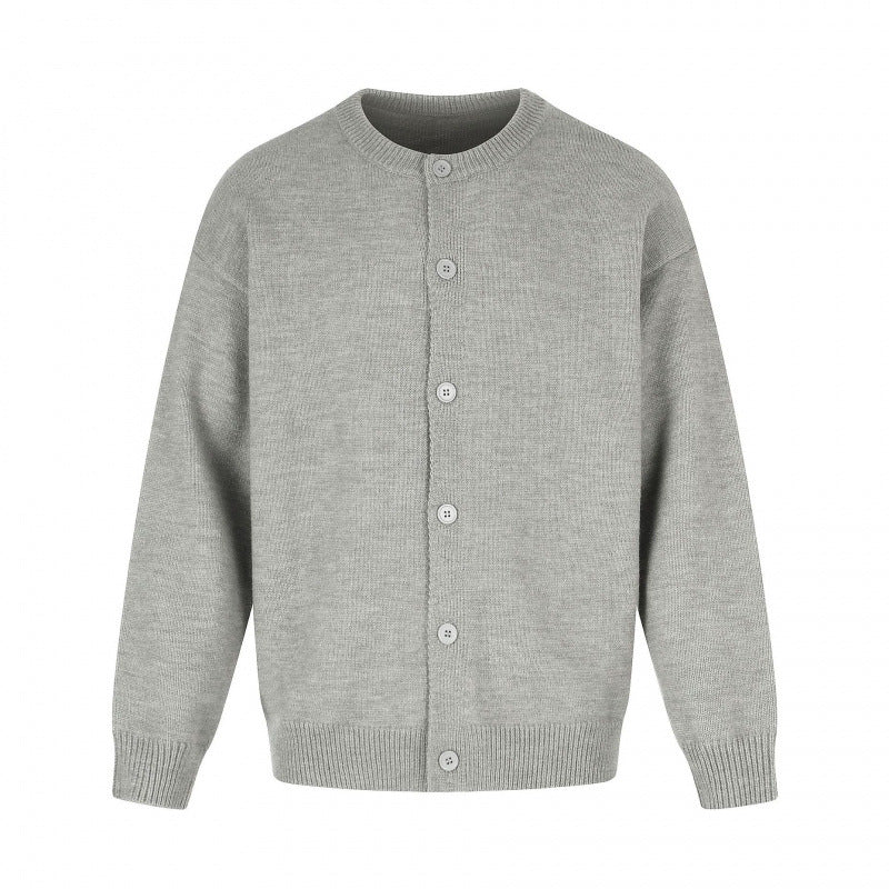 Unisex Boxy Knit Cardigan with Round Neckline and Full Button Placket Fashion Glam