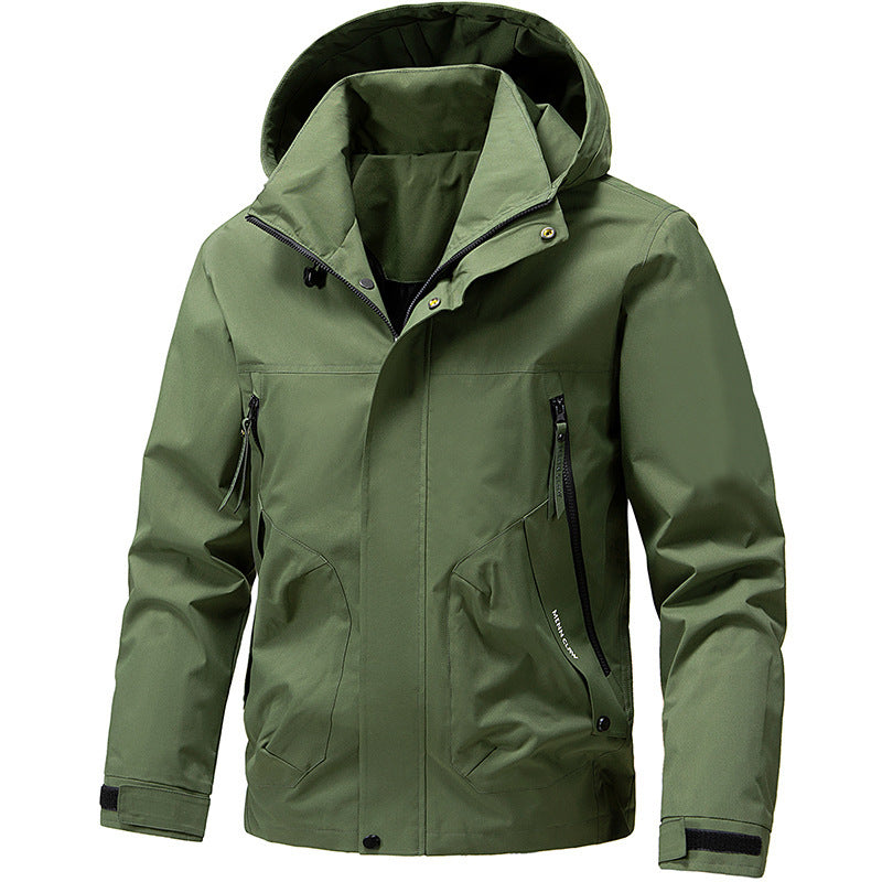Men's Breathable Softshell Outdoor Jacket with Windproof Membrane, Adjustable Hood and Zipper Pockets Fashion Glam