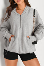 Women's Oversize Half-Zip Hoodie with Kangaroo Pocket Fashion Glam