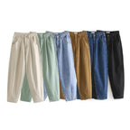 Women's High-Waisted Tapered Pants with Front Pleats and Relaxed Fit Fashion Glam