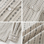 Men's Loose Shirt in Overshirt Style with Graphic Stripe Pattern and Chest Pockets Fashion Glam