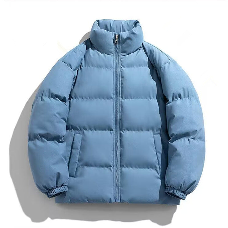 Women's Short Cut Thermal Puffer Jacket with Stand-Up Collar and Minimalist Zipper Front Fashion Glam