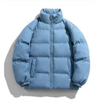Women's Short Cut Thermal Puffer Jacket with Stand-Up Collar and Minimalist Zipper Front Fashion Glam