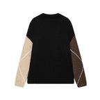 Women Chunky Knit Argyle Sweater with Oversized Cut and Ribbed Collar Fashion Glam