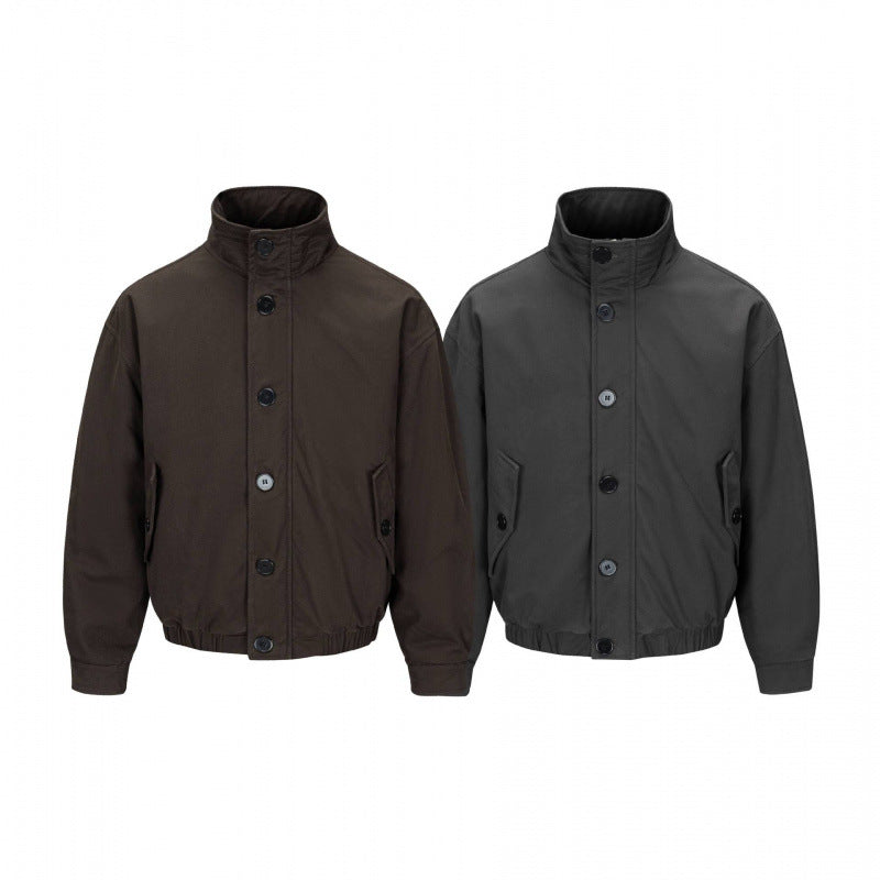 Men's short jacket in field look with reinforced stand-up collar, distinctive button placket and drawstring hem Fashion Glam