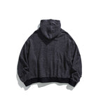 Unisex Boxy Hoodie Sweat Jacket with continuous zipper, striped texture and ribbed hem Fashion Glam