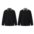 Men's Oversized Polo Shirt in Sweatshirt Style with Contrasting Collar Fashion Glam