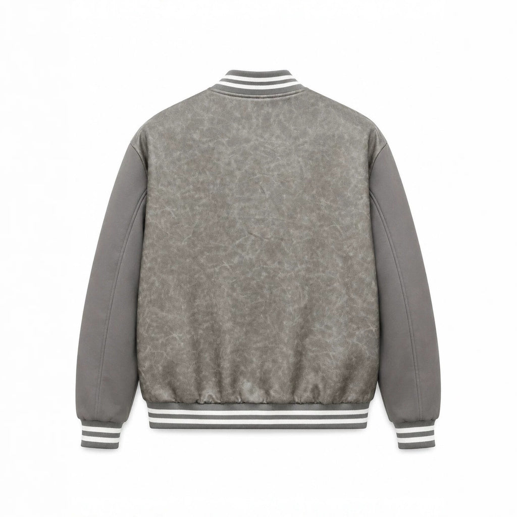 Men's varsity bomber jacket in college style made of faux leather with appliqués Fashion Glam