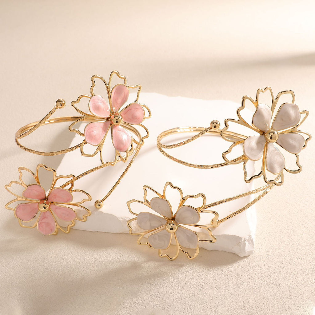 Ladies bracelet with artistic flower design Fashion Glam