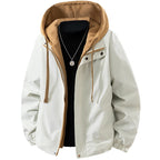 Men's lightweight wind and water-repellent hooded transitional jacket with fleece-lined hood and elastic hem Fashion Glam