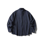 Unisex Oversize shirt in pinstripe look with breast pocket and rounded hem Fashion Glam