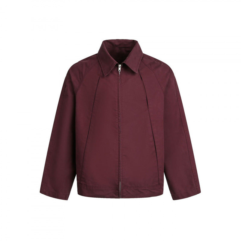 Men's Boxy Zip Jacket with Raglan Sleeves and Distinctive Seams Fashion Glam