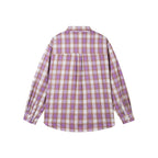 Women Oversized Check Shirt with Longline Cut, Chest Pocket and Rounded Hem Fashion Glam