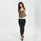 Women's Cropped Faux Fur Vest with Natural Shaggy Texture and V-Neck Fashion Glam