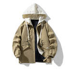 Men's utility field jacket with contrasting hood, adjustable hem and large patch pockets Fashion Glam