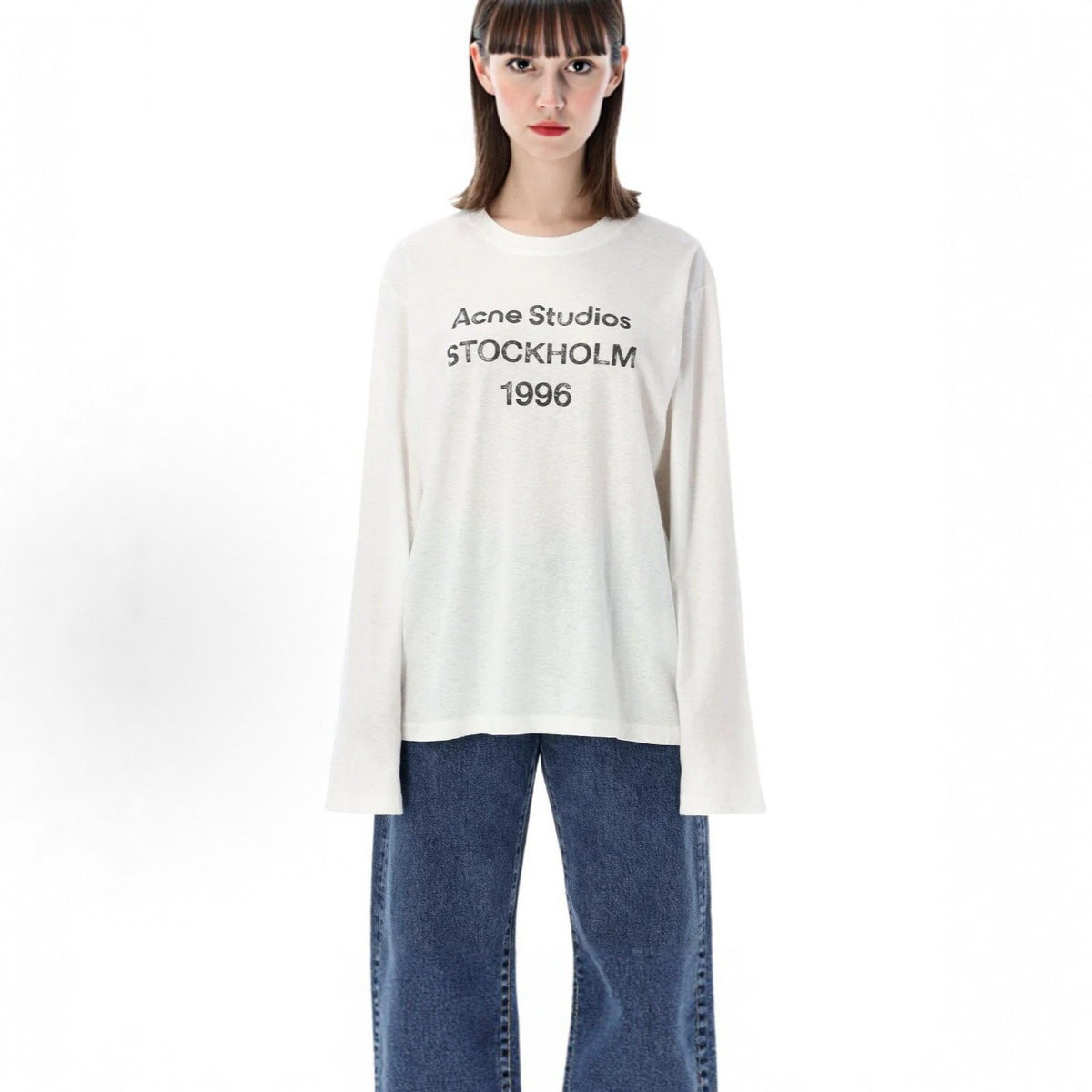 Men's Long Sleeve Shirt with Logo Print and Round Neckline Fashion Glam