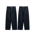 Women High-Waist Straight-Leg Raw-Denim Jeans with Relaxed Fit and Five-Pocket Design Fashion Glam