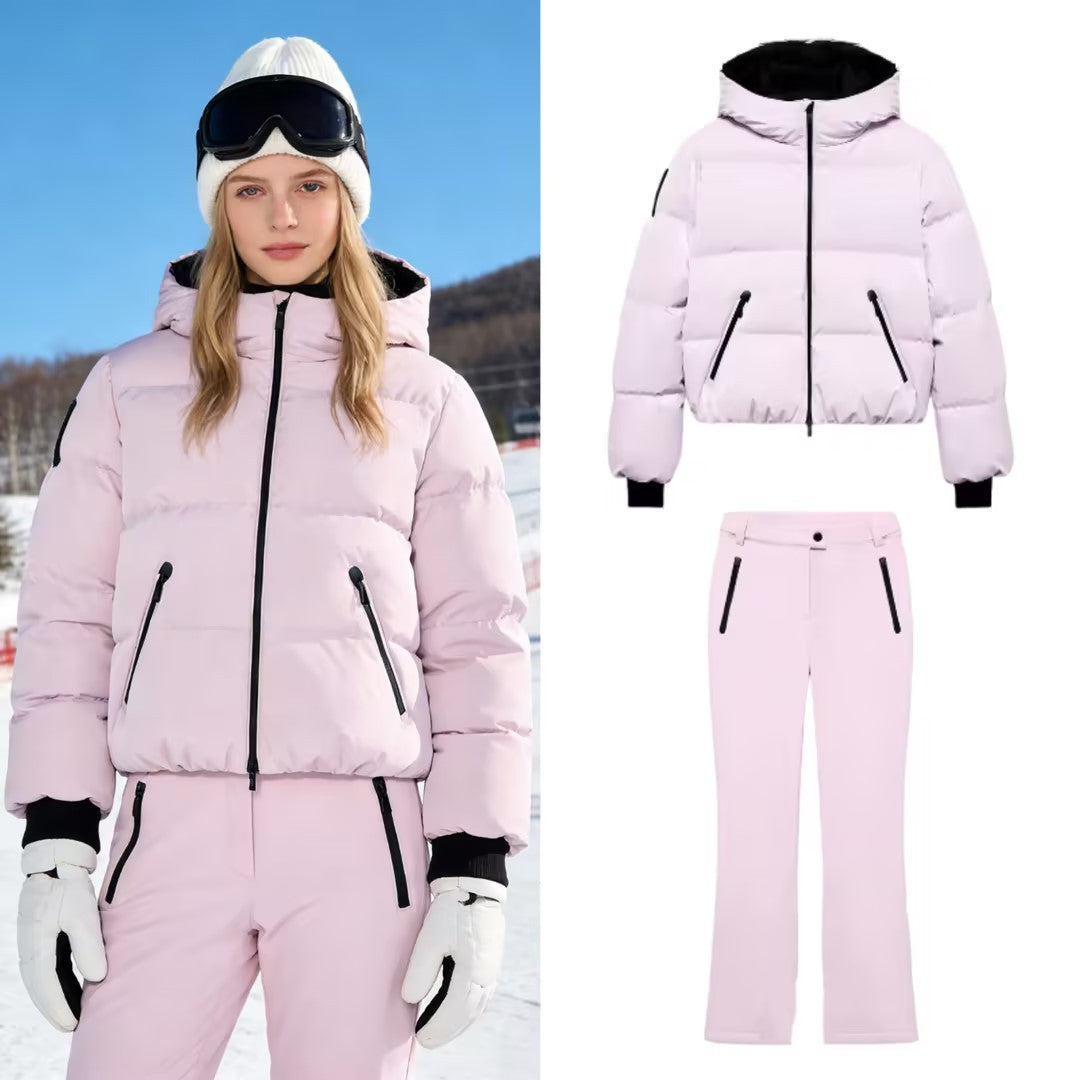 Women's short padded bomber-style hooded jacket with elastic hem and zippered pockets Fashion Glam