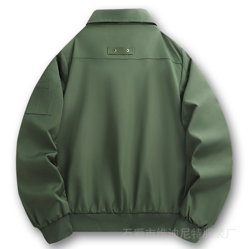 Men's Lightweight Twill Bomber with Contrasting Lining, Zipper Pockets, and Arm Pocket Fashion Glam