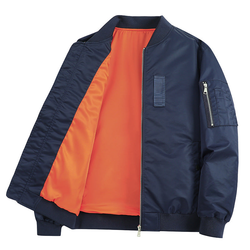 Men's Lightweight Flight Bomber Jacket with Water-Repellent Shell and Contrast Lining Fashion Glam