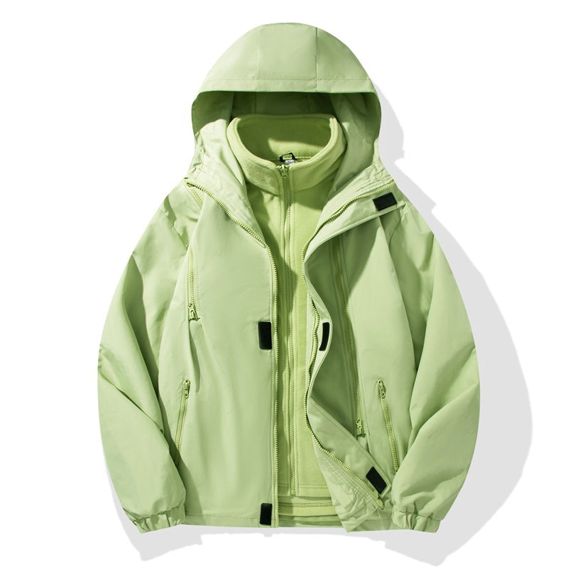 Men's Two-Piece Hybrid Hooded Jacket with Integrated Fleece Lining and Concealed Zippers Fashion Glam