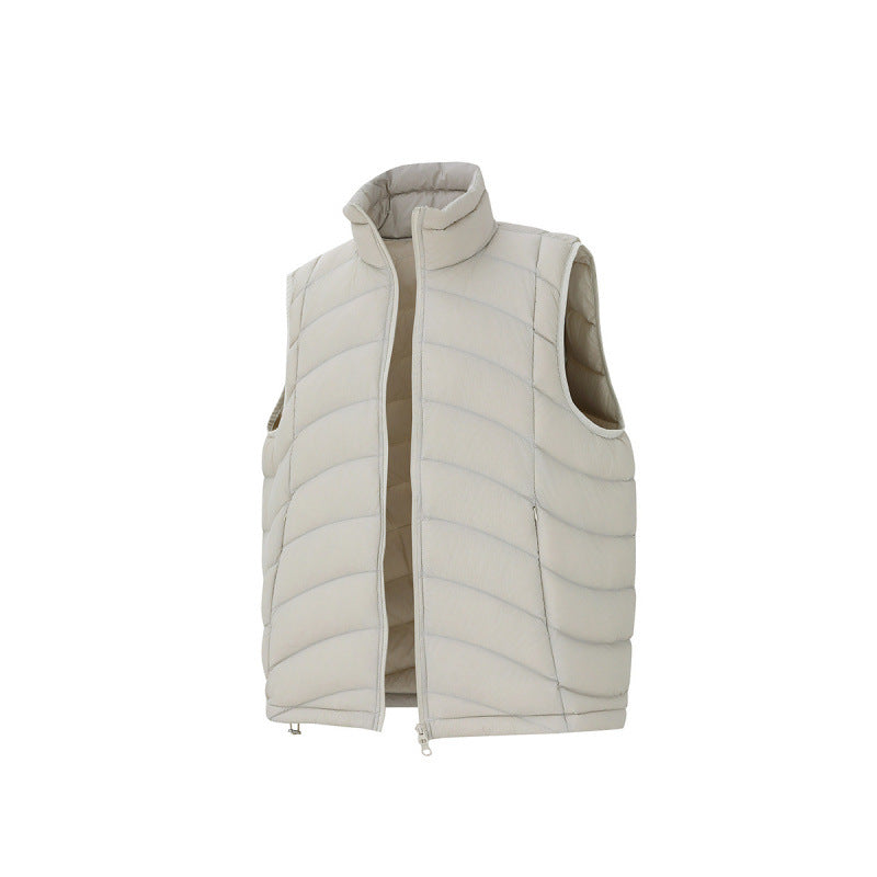 Unisex ultralight down look quilted vest with two-way zipper and stand-up collar Fashion Glam