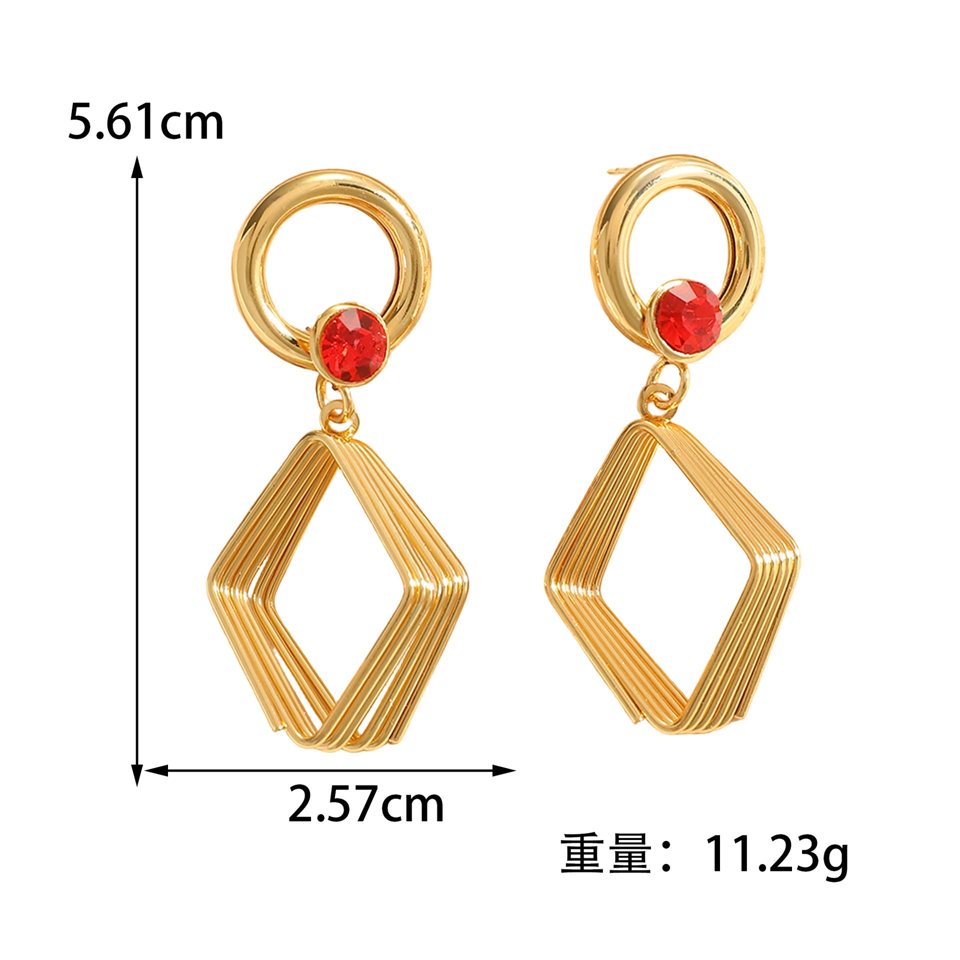 Women's Design Earrings with Geometric Wire Motif Fashion Glam