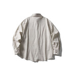Unisex Oversize shirt in pinstripe look with breast pocket and rounded hem Fashion Glam