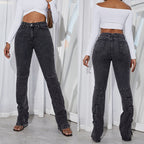 Women High-Waisted Stretch Jeans with sculpting waistband and flared leg Fashion Glam