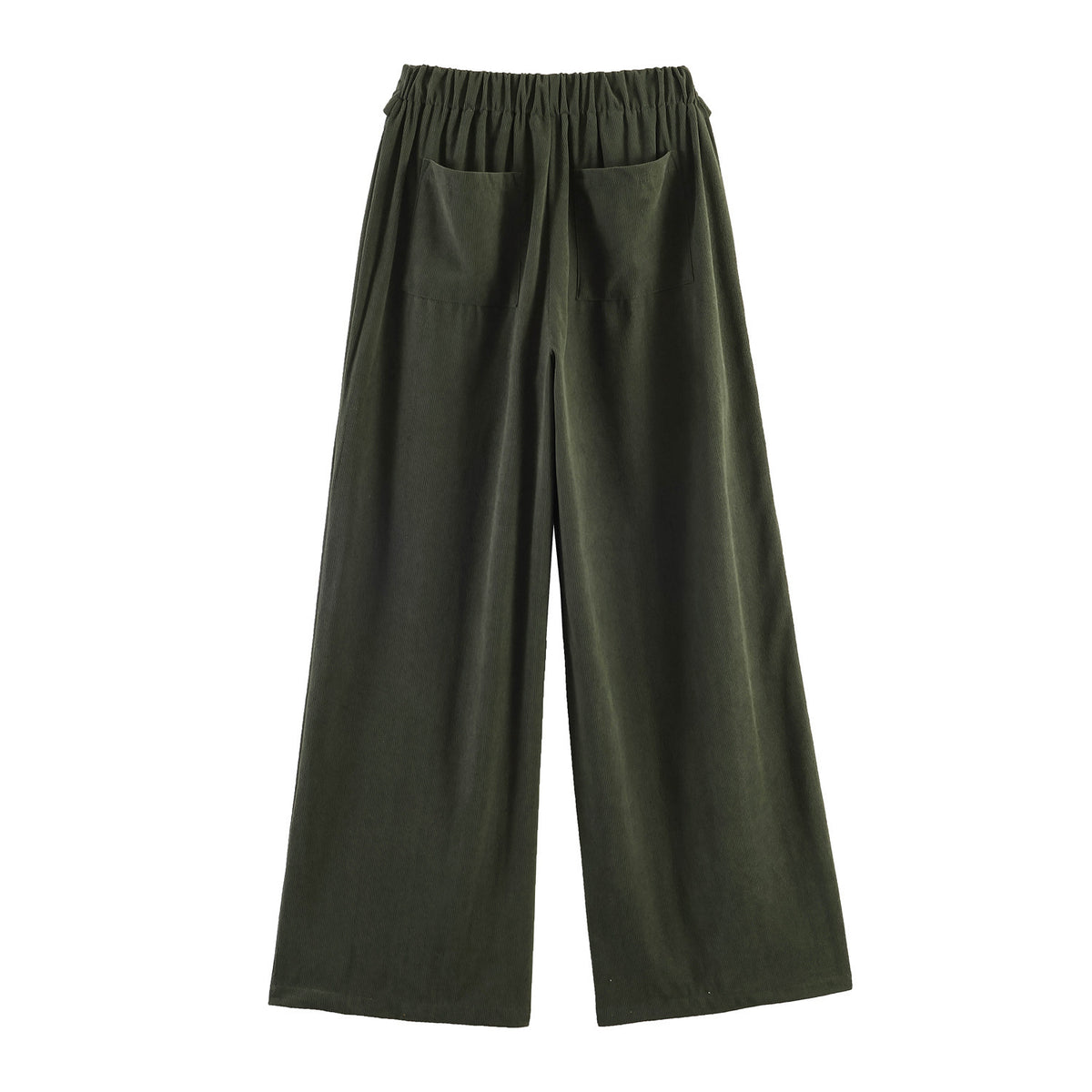 Women Wide Highwaist Pants with Turned-Up Waistband and Cord Look Fashion Glam