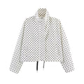 Ladies Short Points Utility Jacket with Stand-Up Collar and Drawstring Fashion Glam