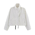 Ladies Short Points Utility Jacket with Stand-Up Collar and Drawstring Fashion Glam