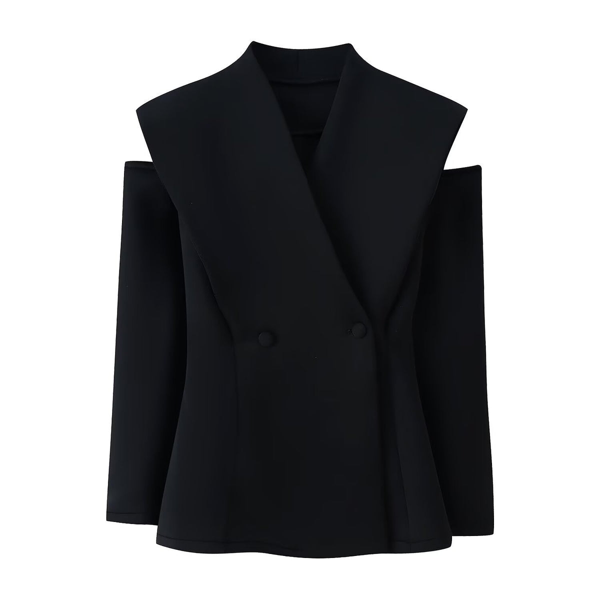 Women Sleeveless Double-Breasted Blazer with Oversized Shawl Collar Fashion Glam